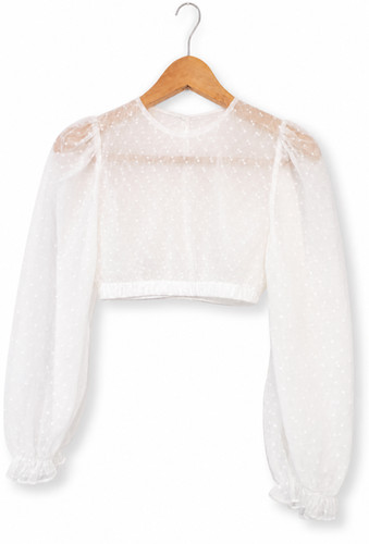 Dirndlbluse damen weiß - weiß, punkte