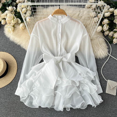 Damen chiffon hemd rüschen - chiffon,