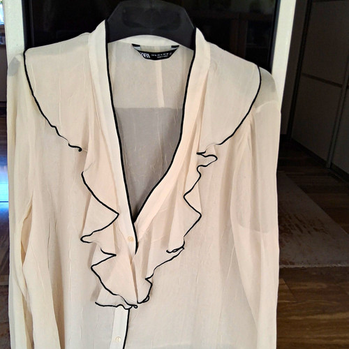 Zara bluse creme - bluse, creme-schwarz