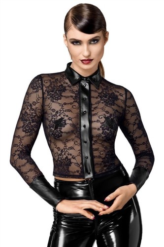 Damen spitzen shirt schwarz - shirt,