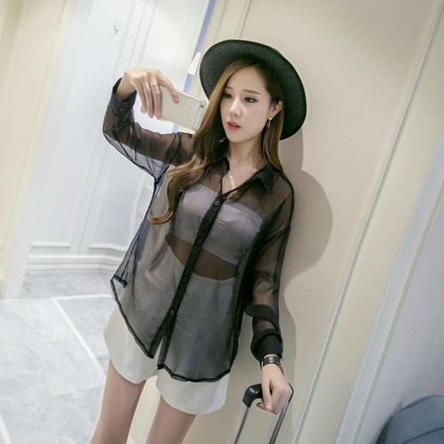 Damen chiffon bluse - chiffon,