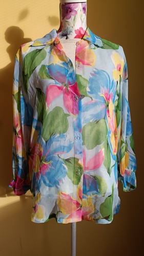 Bluse blau bunt - , blumen