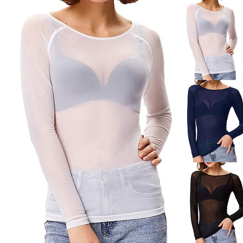 Damen transparent unterhemd - transparent,