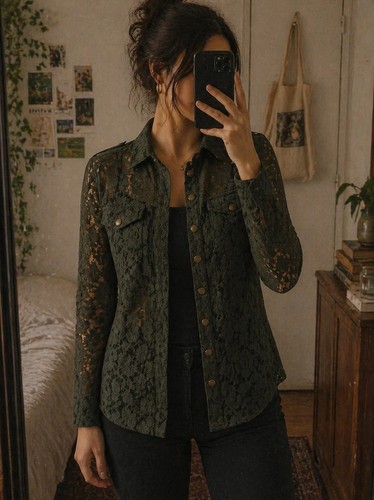Vintage spitzenbluse grün - vintage,
