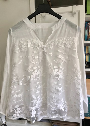 Bluse weiß transparent - , zum