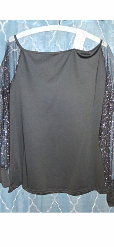 Damen blusenshirt schwarz - xl,